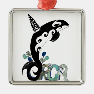 Orca Freedom Kunst Silbernes Ornament