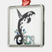 Orca Freedom Kunst Silbernes Ornament (Links)