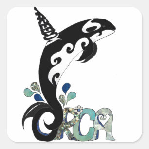 Orca-Freiheitskunst Quadratischer Aufkleber