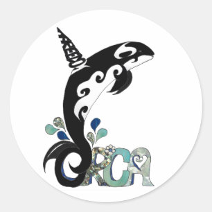 Orca-Freiheitskunst Runder Aufkleber