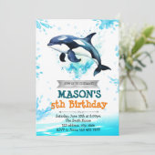 Orca Geburtstagsveranstaltung Einladung (Stehend Vorderseite)