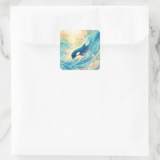 Orca Guardian of the Deep Quadratischer Aufkleber (Tasche)