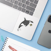 Orca Handball Spieler Handball Aufkleber (Laptop mit iPhone)