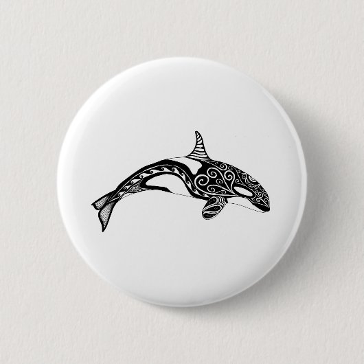 Orca - Handgezeichnet - Schwarz und Weiß Button (Vorderseite)