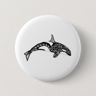 Orca - Handgezeichnet - Schwarz und Weiß Button