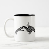 Orca - Handgezogen - Schwarz und Weiß Zweifarbige Tasse (Links)