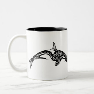 Orca - Handgezogen - Schwarz und Weiß Zweifarbige Tasse