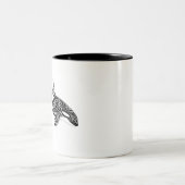 Orca - Handgezogen - Schwarz und Weiß Zweifarbige Tasse (Mittel)