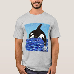 Orca im blauen Gemälde T-Shirt
