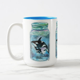 Orca im Jar Zweifarbige Tasse