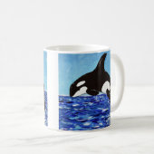 Orca in der blauen Malerei Kaffeetasse (VorderseiteRechts)