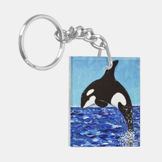 Orca in der blauen Malerei Schlüsselanhänger (Vorderseite links)
