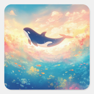 Orca in einem Meer der Träume Quadratischer Aufkleber