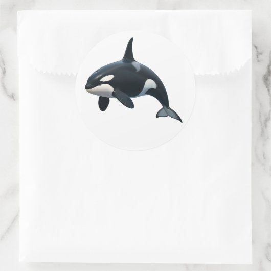 Orca in Motion Runder Aufkleber (Tasche)