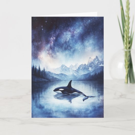 Orca inmitten der Sterne und Berge Karte (Vorderseite)