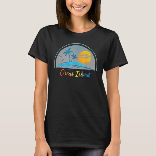 Orca Island Wa Washington Souvenir Palm Tree Surfe T-Shirt (Vorderseite)