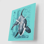 Orca-Karte aquamarin Quadratische Wanduhr (Winkel)