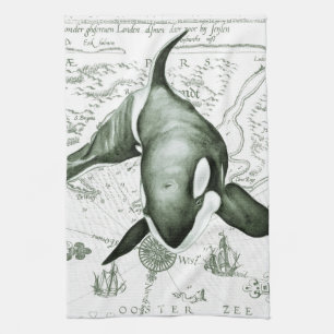 Orca-Karte Grün Handtuch