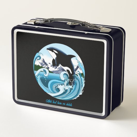 Orca Killer Wal Blue Ocean Metall Brotdose (Rückseite)