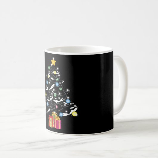 Orca Killer Wal & Weihnachtsbaum Kaffeetasse (VorderseiteRechts)