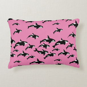 Orca Killer Wale auf Girly Pink Marine Wildlife Dekokissen