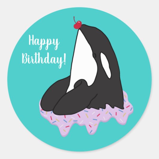 Orca Killer Whale Birthday Classic Runder Aufkleber (Vorderseite)