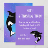 Orca Killer Whale Birthday Einladung (Vorne/Hinten)