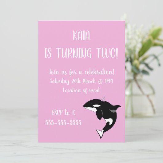 Orca Killer Whale Birthday Einladung (Stehend Vorderseite)