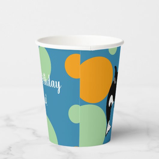 Orca Killer Whale Birthday Pappbecher (Rechts)