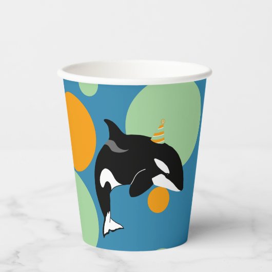 Orca Killer Whale Birthday Pappbecher (Vorderseite)