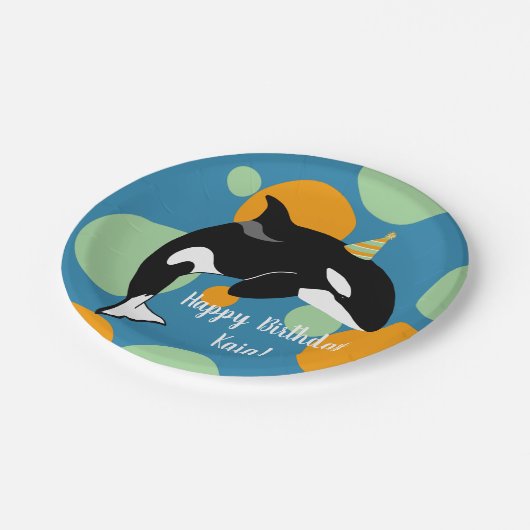 Orca Killer Whale Birthday Pappteller (Schrägansicht)