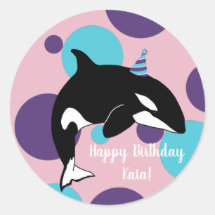 Orca Killer Whale Birthday Runder Aufkleber