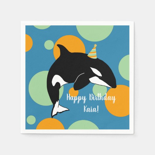 Orca Killer Whale Birthday Serviette (Vorderseite)