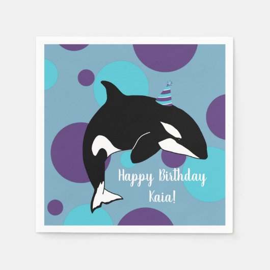 Orca Killer Whale Birthday Serviette (Vorderseite)