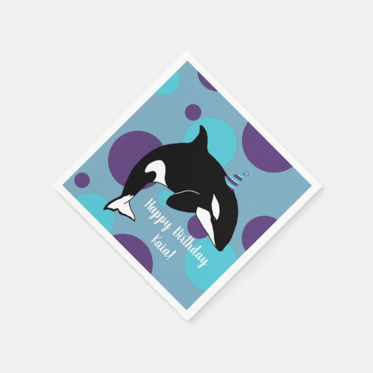 Orca Killer Whale Birthday Serviette (Ecke)