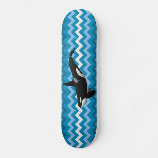 Orca Killer Whale Blue Zigzag Zickzack Skateboard (Vorderseite)