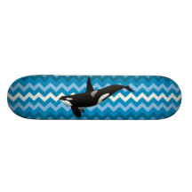 Orca Killer Whale Blue Zigzag Zickzack Skateboard