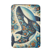 Orca Killer Whale Floral Whimsical Nautical Beach Badematte (Vorderseite Vertikal)