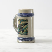 Orca Killer Whale Floral Whimsical Nautical Beach Bierglas (Vorderseite Links)