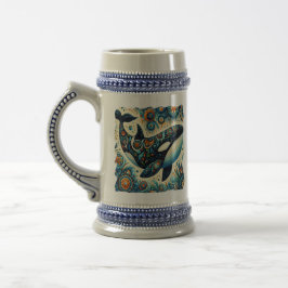 Orca Killer Whale Floral Whimsical Nautical Beach Bierglas