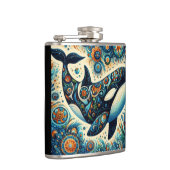 Orca Killer Whale Floral Whimsical Nautical Beach Flachmann (Rechts)