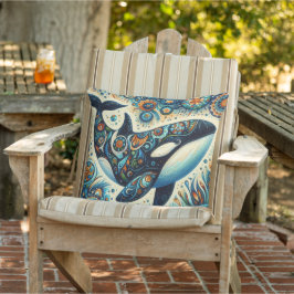 Orca Killer Whale Floral Whimsical Nautical Beach Kissen