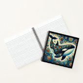 Orca Killer Whale Floral Whimsical Nautical Beach Notizblock (Innenseite)