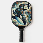 Orca Killer Whale Floral Whimsical Nautical Beach Pickleball Schläger (Rückseite)