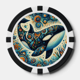 Orca Killer Whale Floral Whimsical Nautical Beach Pokerchips