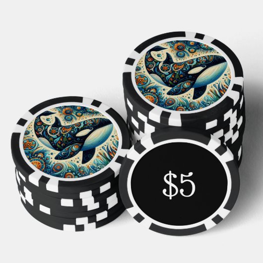 Orca Killer Whale Floral Whimsical Nautical Beach Pokerchips (Stapel)