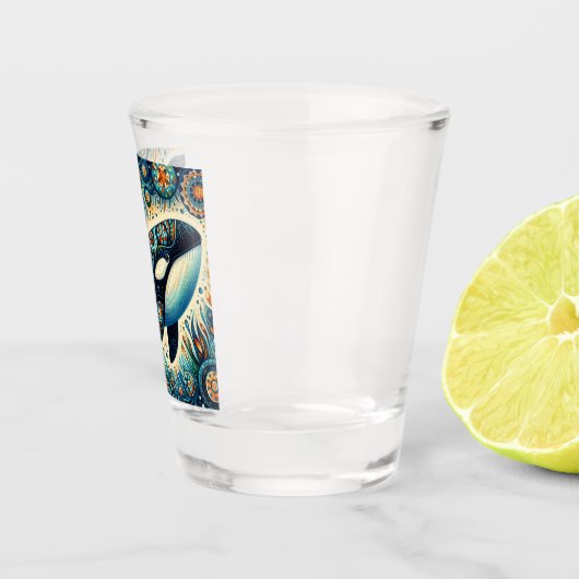 Orca Killer Whale Floral Whimsical Nautical Beach Schnapsglas (Rechts)