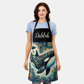 Orca Killer Whale Floral Whimsical Nautical Beach Schürze (Getragen)
