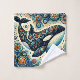 Orca Killer Whale Floral Whimsical Nautical Beach Waschlappen