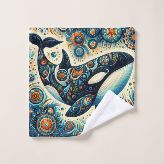 Orca Killer Whale Floral Whimsical Nautical Beach Waschlappen (Waschlappen)